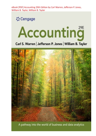 eBook PDF Accounting 29th Edition by Carl Warren, Jefferson P. Jones, William B. Tayler, William B. Tayler