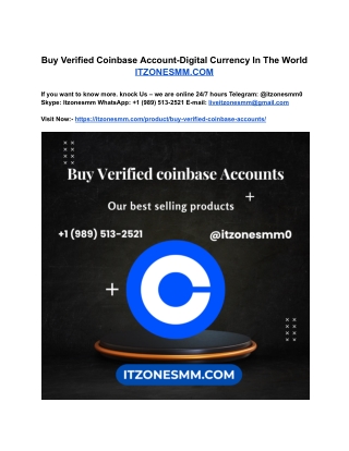 Buy Verified Coinbase Account-Digital Currency In The World