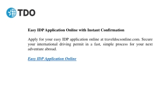 Easy IDP Application Online with Instant Confirmation