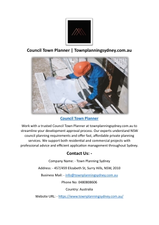 Council Town Planner | Townplanningsydney.com.au