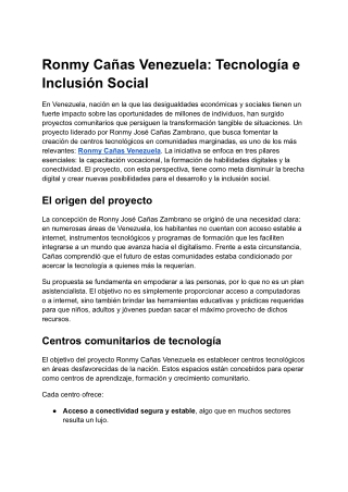 Ronmy Cañas Venezuela_ Tecnología e Inclusión Social