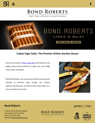 Cuban Cigar Sales: The Premier Online Auction House