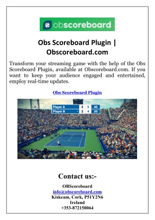 Obs Scoreboard Plugin  Obscoreboard.com