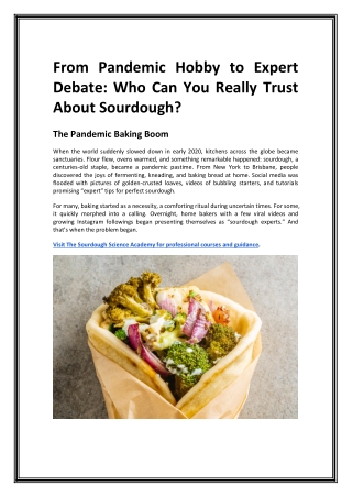 From Pandemic Hobby to Expert Debate: Who Can You Really Trust About Sourdough?