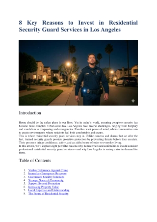8 Key Reasons to Invest in Residential Security Guard Services in Los Angeles