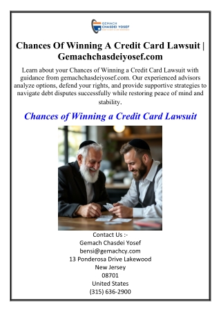 Chances Of Winning A Credit Card Lawsuit | Gemachchasdeiyosef.com