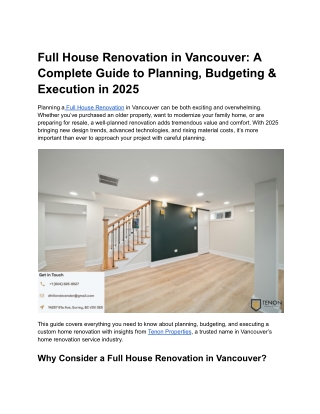 Full House Renovation in Vancouver_ A Complete Guide to Planning, Budgeting & Execution in 2025