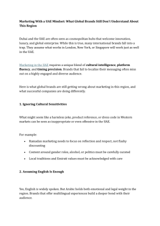 Marketing With a UAE Mindset What Global Brands Still Don’t Understand About This Region