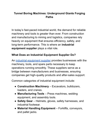 industrial equipment supplier