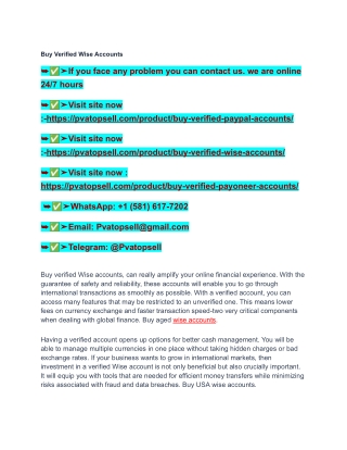 Which is the Best Place to Buy a Verified Wise Account_