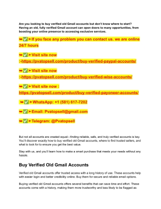 Purchase Verified Old Gmail Accounts