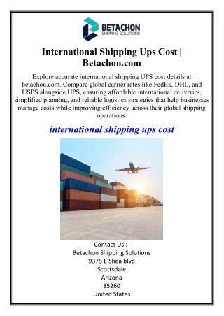 International Shipping Ups Cost | Betachon.com