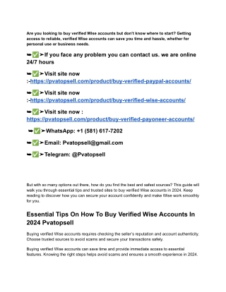 Buy Verified Wise Accounts For Business And Personal Use Pvatopsell