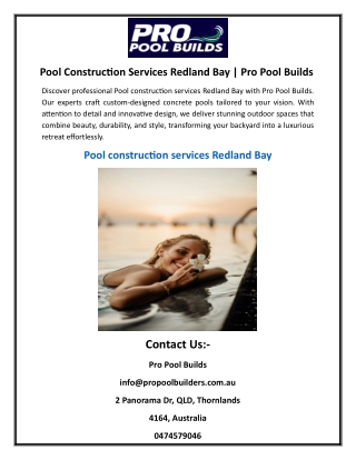 Pool Construction Services Redland Bay  Pro Pool Builds