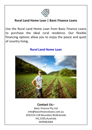 Rural Land Home Loan  Basic Finance Loans