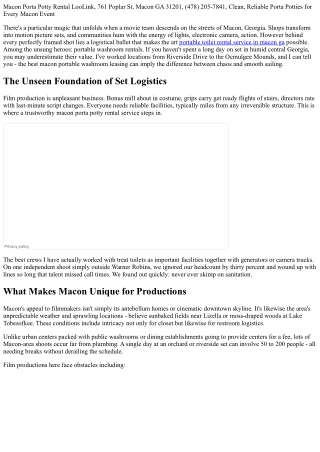 Portable Washroom Leasings for Movie Sets and Productions Around Macon, GA .