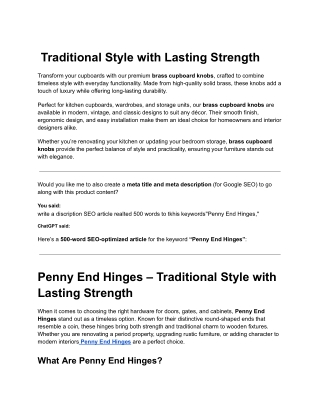 Brass Cupboard Knobs – Elegant & Durable Hardware for Cabinets