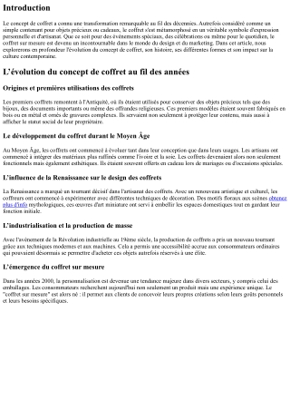 L’évolution du concept de coffret au fil des années