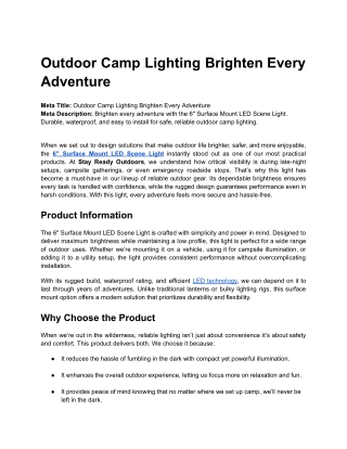 Outdoor Camp Lighting Brighten Every Adventure