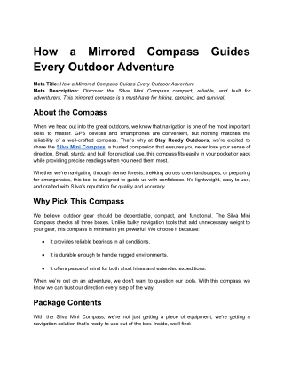 How a Mirrored Compass Guides Every Outdoor Adventure