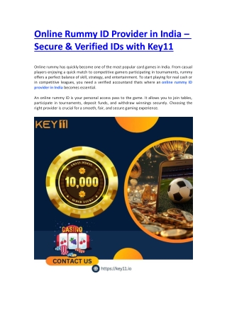 Online Rummy ID Provider in India – Secure & Verified IDs with Key11