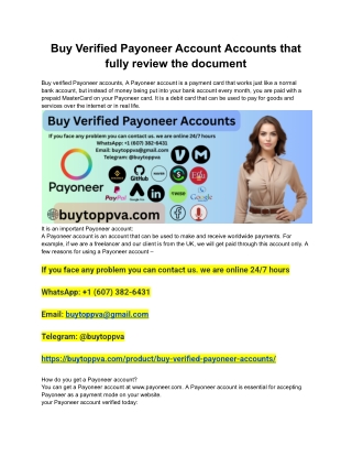 Buy Verified Payoneer Account Accounts that fully review the document
