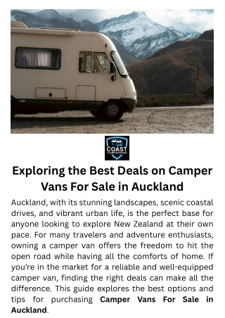 Exploring the Best Deals on Camper Vans For Sale in Auckland