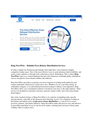 King NewsWire – Reliable Press Release Distribution Services