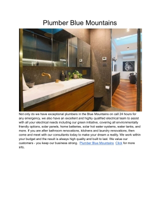 Plumber Blue Mountains