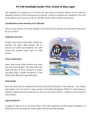 H7 LED Headlight Guide: Pick, Install & Stay Legal