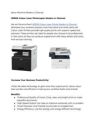 Xerox Machine Dealers in Chennai