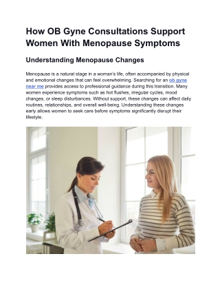 How OB Gyne Consultations Support Women With Menopause Symptoms