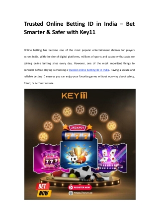 Trusted Online Betting ID in India – Bet Smarter & Safer with Key11