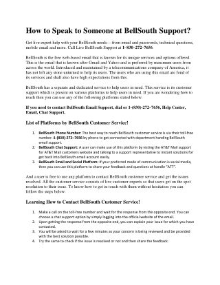 How to Speak to Someone at BellSouth Support?