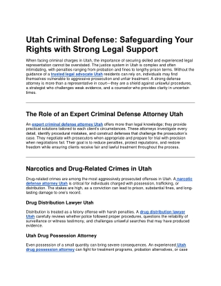 Utah Criminal Defense: Safeguarding Your Rights with Strong Legal Support