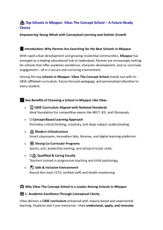 Schools in Miyapur | Vikas the Concept School