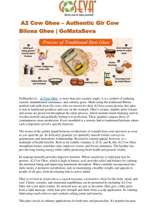 A2 Cow Ghee – Pure Bilona Desi Ghee from Indigenous Cows | GoMataSeva