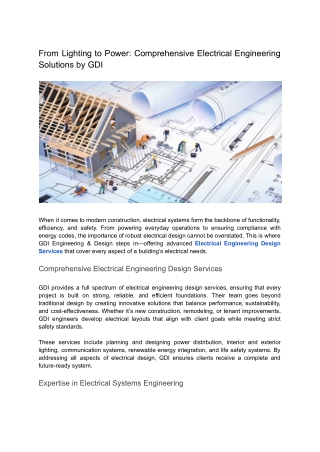 From Lighting to Power_ Comprehensive Electrical Engineering Solutions by GDI