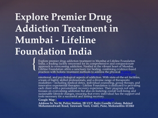Trusted Drug Addiction Treatment Center Mumbai - Lifeline Foundation India