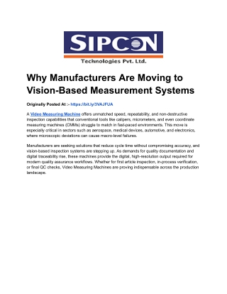 Why Manufacturers Are Moving to Vision-Based Measurement Systems