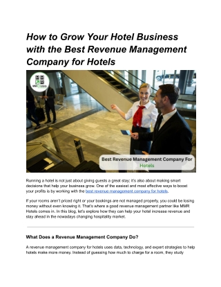 BEST REVENUE MANAGEMENT COMPANY FOR HOTELS