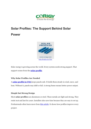 Solar Profiles USA: Durable Frames for Solar Panels