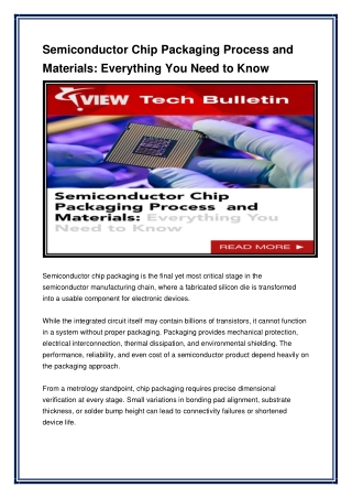 Semiconductor Chip Packaging Process and Materials Everything You Need to Know