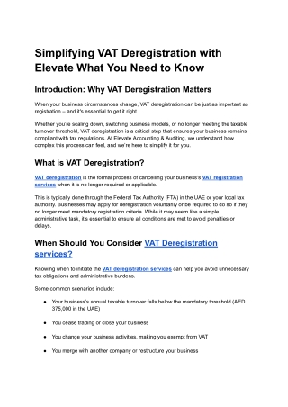 Simplifying VAT Deregistration with Elevate What You Need to Know