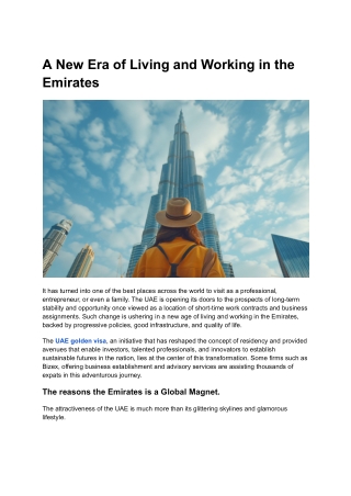 A New Era of Living and Working in the Emirates