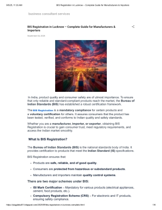 BIS Registration in Lucknow – Complete Guide for Manufacturers & Importers