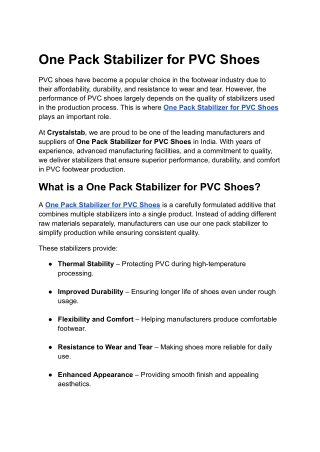 One Pack Stabilizer for PVC Shoes - Crystal tabs