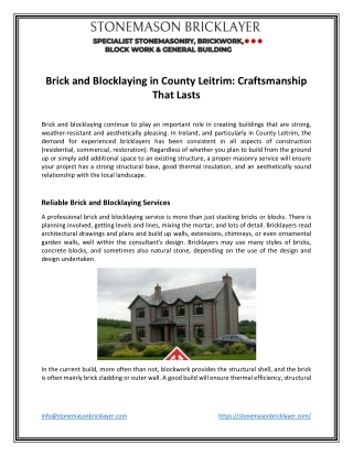 Brick and Blocklaying in County Leitrim: Craftsmanship That Lasts
