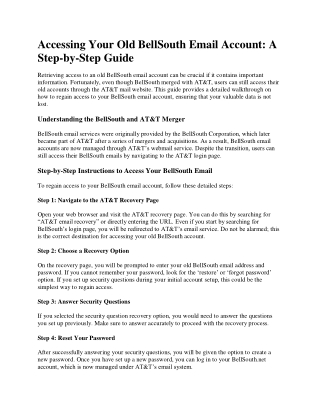 Accessing Your Old BellSouth Email Account: A Step-by-Step Guide