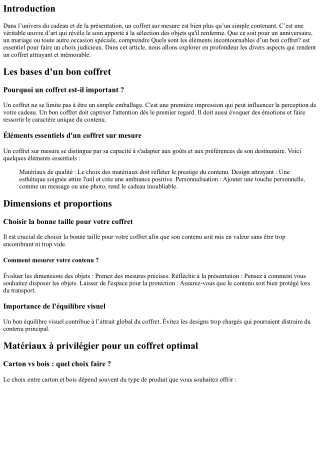 Quels sont les éléments incontournables d’un bon coffret?